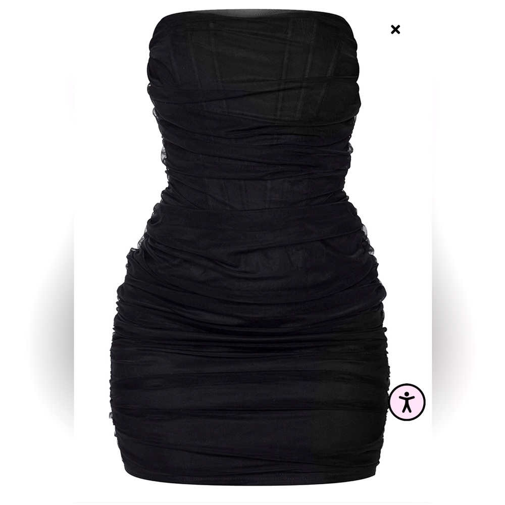 PrettyLittleThing Black Mesh Dress. Size:8. New with tags